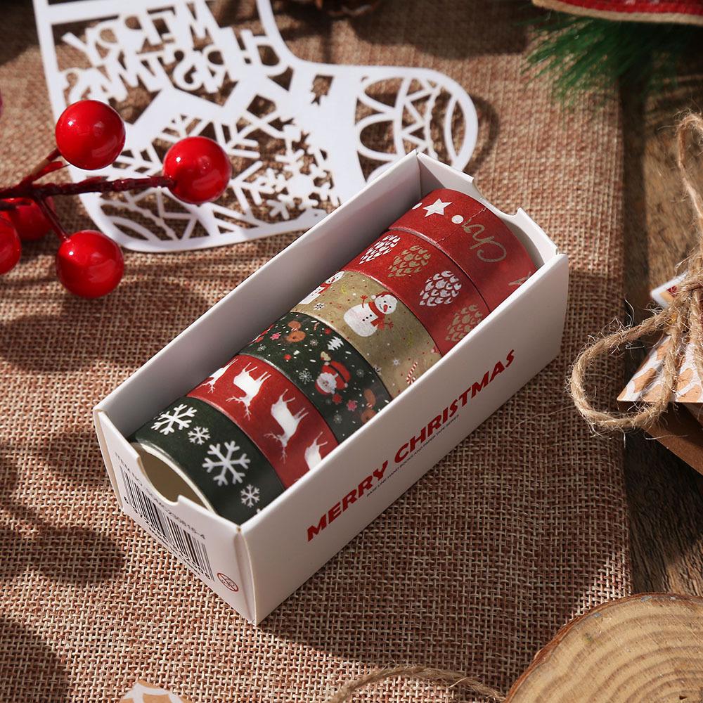 Creative Christmas Washi Tape Set - 6 Rolls: Cartoon DIY Lace Decoration Stickers
