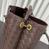 European and American fashion 2024 new woven bag large capacity versatile diamond cowhide tote bag casual shoulder handbag