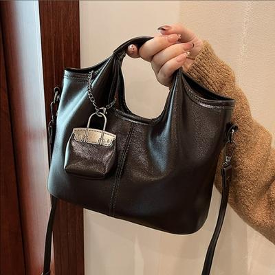 Fashionable Women's Shoulder Bag, High-quality Large-capacity Crossbody Bag, Handbag, Women's Wallet Mobile Phone Bag, Solid Color Casual Bucket Bag