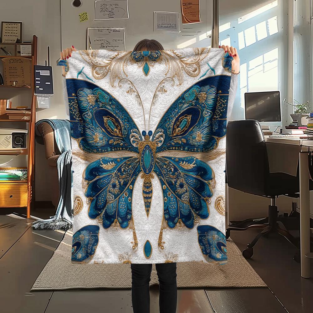puppy vintage butterfly Print Flannel Blanket,High quality Comfortable for All Seasons,Home Decor,Warmth and Comfort,Perfect for Christmas Gifts