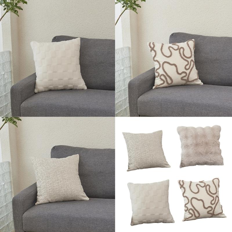Soft to Touch Faux Rabbits Furs Cushions Case, Bubble Velvets Throw Pillow Cover for Lounges