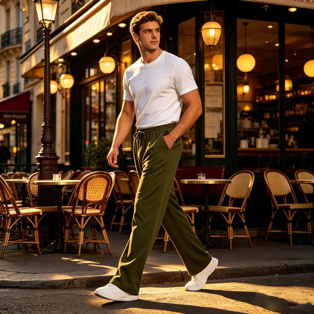 Men's Sweatpants with Drawstring and Elastic Waistband for Everyday Wear