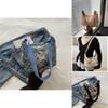 Stylish Casual Artistic Printed Crescent Bag In Deep Blue And Cream For Trendy Outings