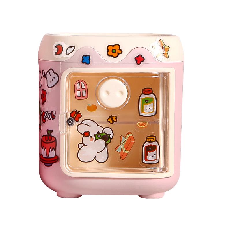 Multifunctional Double-Layer Piggy Pink Pen Holder