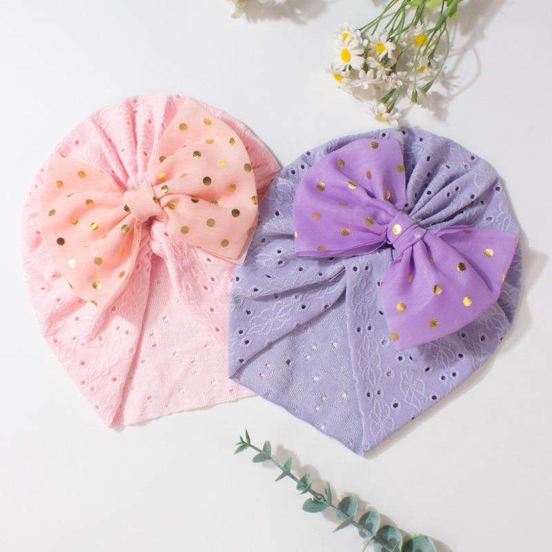 New children's hats, solid color bow baby pullover hats, summer breathable baby caps