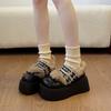 Women's Fur One Thick Bottom Heightening Winter Lightweight Warm Snow Boots Non-slip Wear-resistant Casual Sports Mary Jane Cotton Shoes