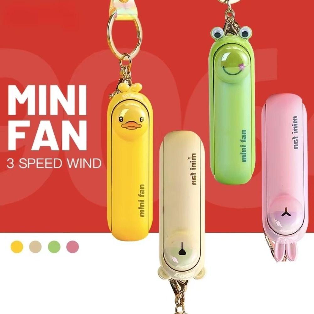 

3 Speeds Keychain Fan Lightweight Handheld Fan Portable Mini Folding Fan Home Office бежевий