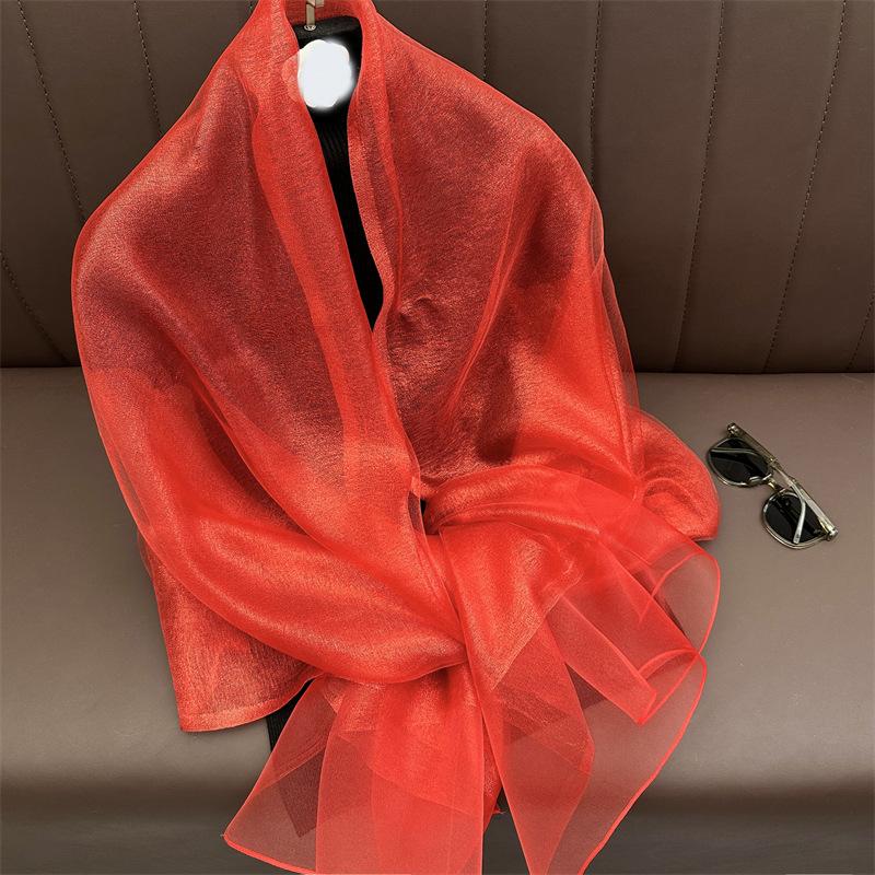 Silk Wool Scarf for Women Solid Scarves Shawls Wraps Pashmina Hijab Foulard Femme Beach Stoles Bandana Luxury Brand Poncho