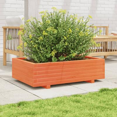 Plant Pot Wax Brown 90 X 60 X 26.5 Cm Solid Pine Wood
