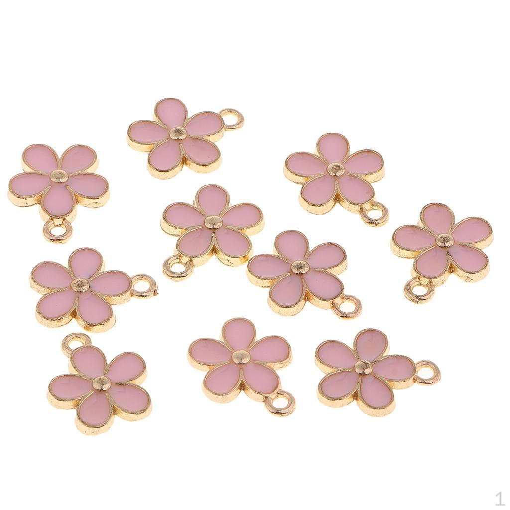 10 Colorful Flower Charm Pendants for Jewelry Making crafts Small Bulk Charms Necklace Bracelet