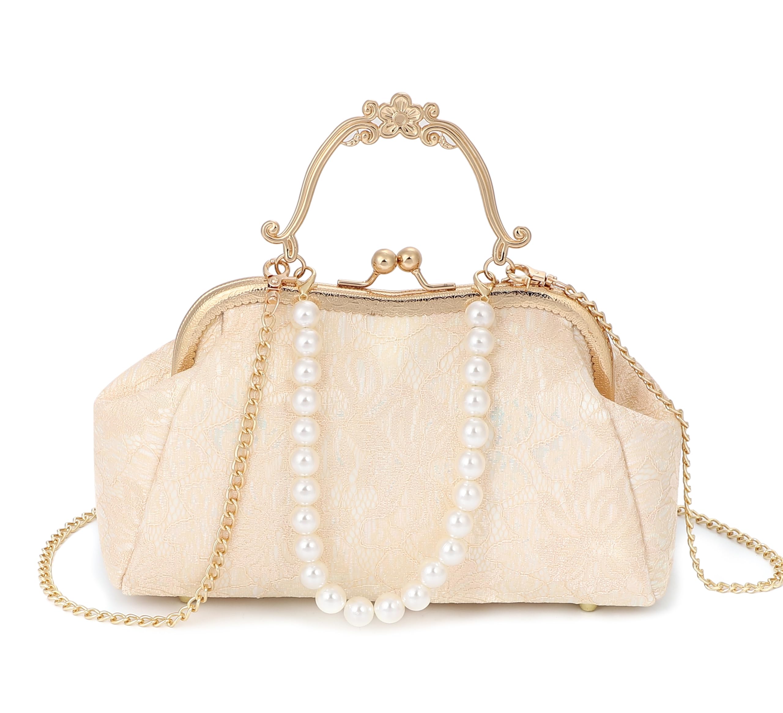 

Сумка з перлами на плечі Yukata Wedding Cabaret Cabaret Pouch [Harujio] Bag, Gama-guchi Bag, Pearl, Toad-mouth, Gama-guchi Bag, Bag, Bag, Women s Handbag, слонова кістка