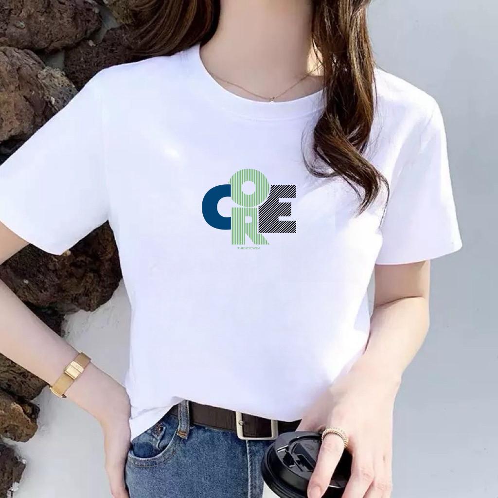 Casual Chic Women's Summer T-Shirt - Light Luxury, Printed Short Sleeve, Loose Fit, Round Neck, Slimming, Age-Defying Style