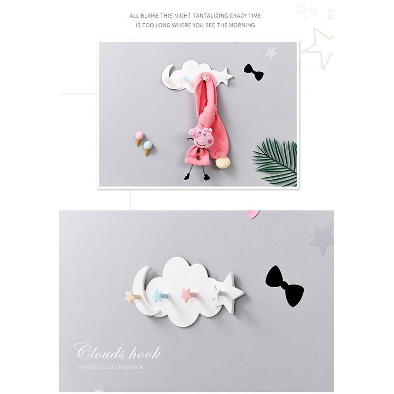Cloud Wall Key Holder Strong Stickiness Wall Mounted Cute Shape Traceless Bedroom Coat Hook for