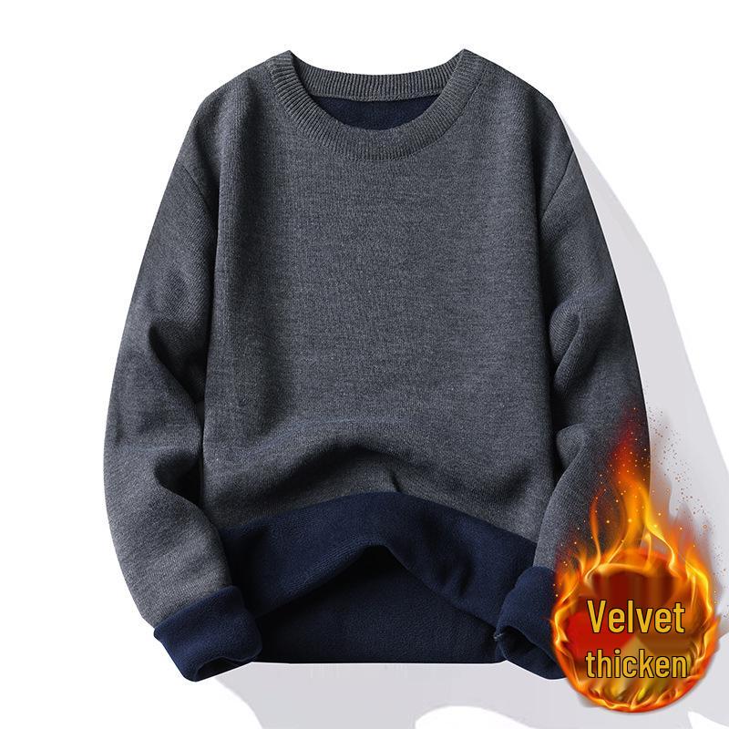 

Men s Winter Loose-Fit Thick Velvet Knitted Round-Neck Shirt 5XL