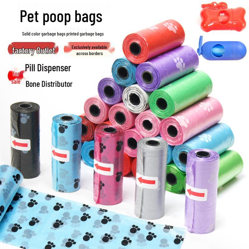 Dog Walking Portable Solid Color Poop Bags