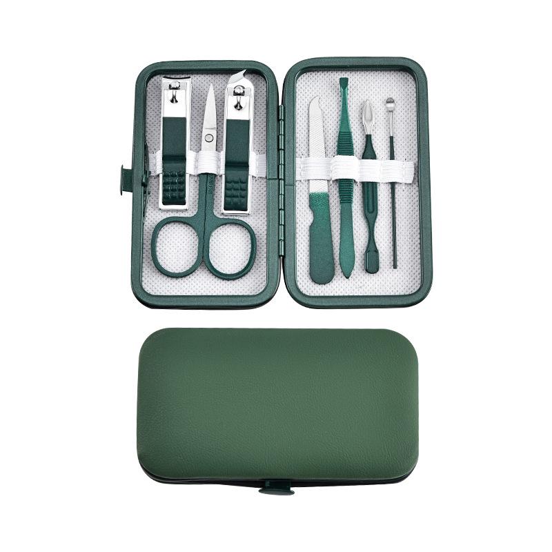 18-Piece Dark Green Slant Mouth Nail Clipper Manicure Set