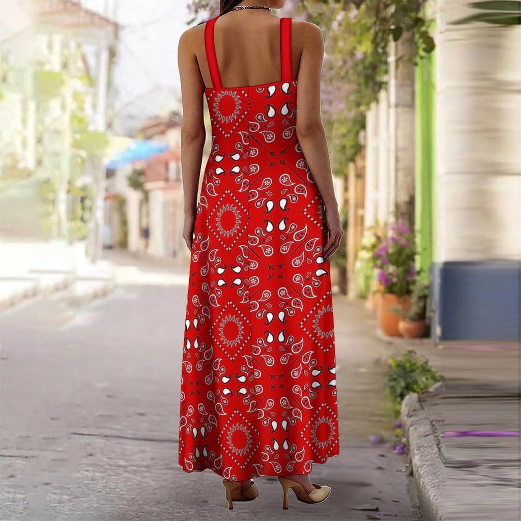 Women's Slip Dress Maxi Long Dress Retro Paisley Print Stitching Print Dress Spring & Summer Leisure Vacation