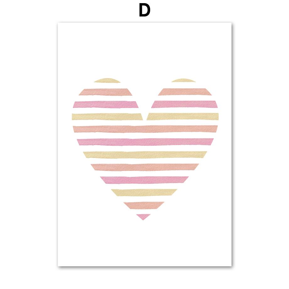 Pink Princess Castle Unicorn Rainbow Heart Wall Art Canvas Painting Posters And Prints Wall Pictures Baby Girl Kids Room Decor