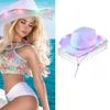 Halloween Panama Hat Sparkly Glowing Cowboy Hats Strass Pendant for Women
