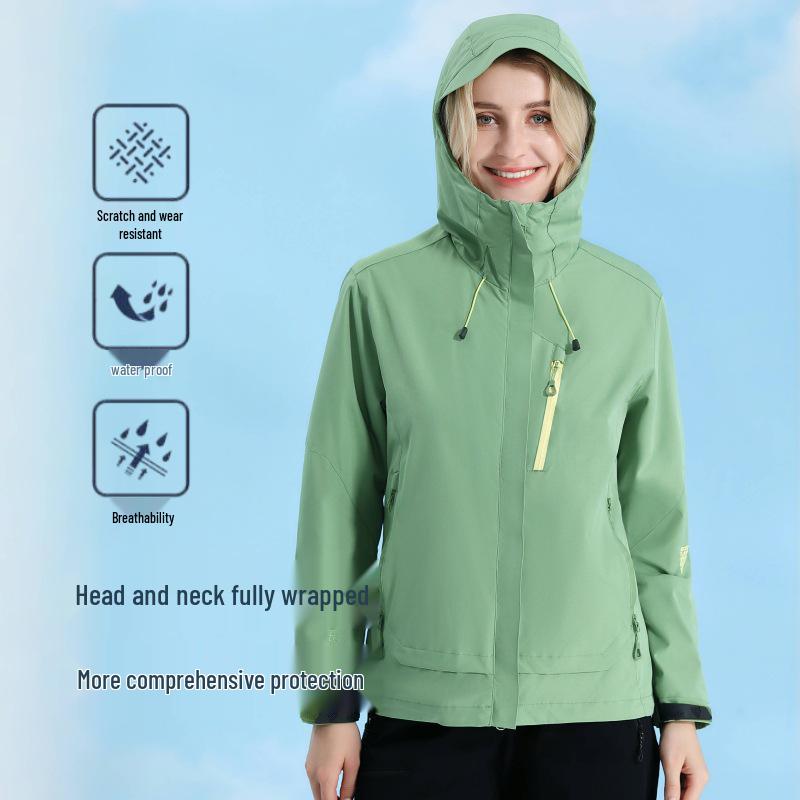 Women's Hooded Windproof Jacket for Spring/Autumn Outdoor Hiking Camping