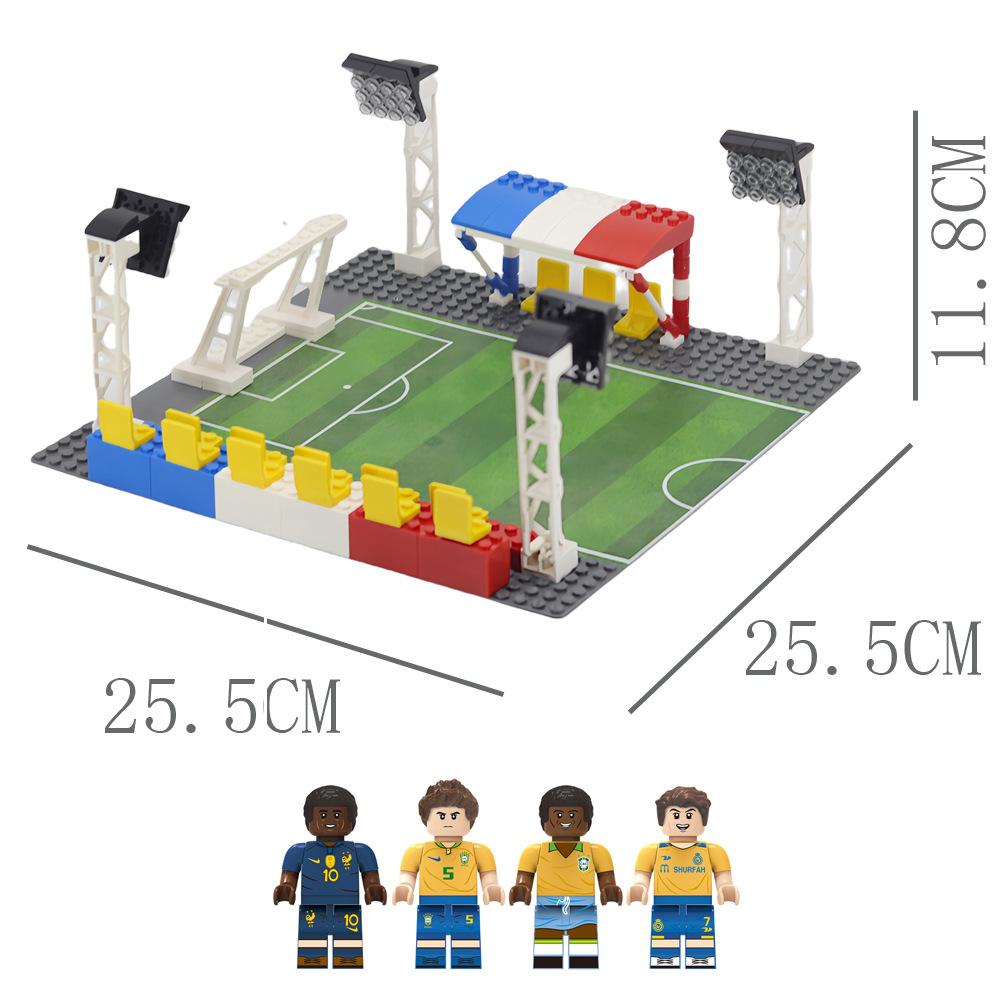 

Строительный блок из мелких частиц, футбольное поле, спортивный стадион для мальчиков, сборка, сборка, партия игрушек