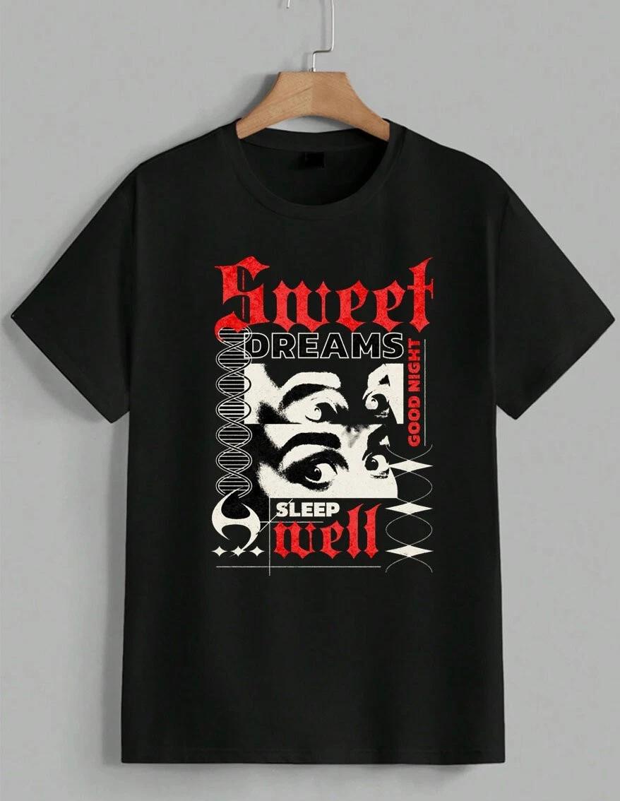 Sweet Dreams T-Shirt Gothic Horror Eyes Graphic Tee Sleep Well Cool Top Unisex L