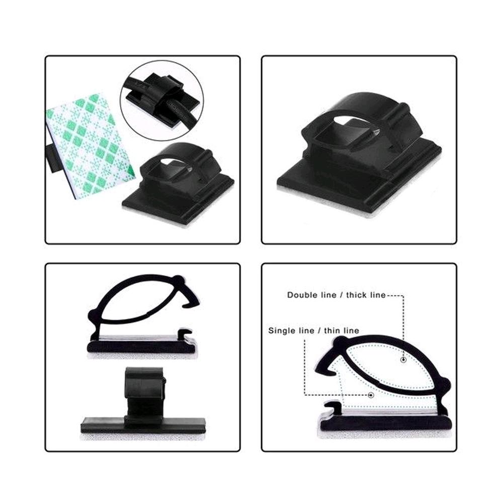 40X Car Auto Drop Adhesive Clamp Wire Cord Clip Cable Holder Tie Clips Organizer Dash Cam Navigator Cable Wiring Buckle Clips