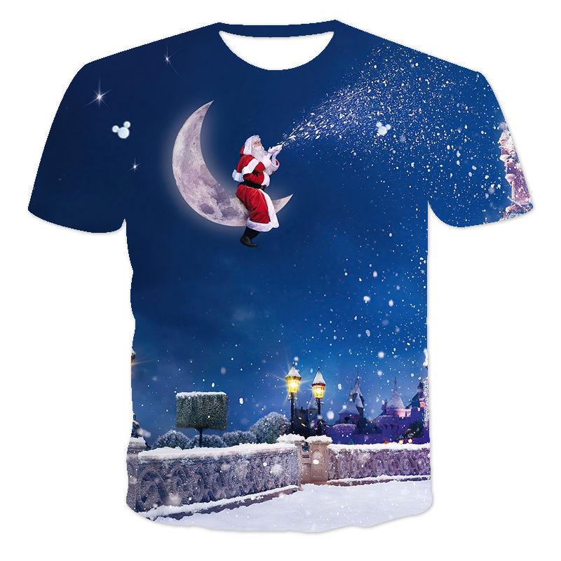 Snowman Santa Claus 3D Print Kids T Shirts Christmas Summer T Shirt Fashion Boys Girls Round Neck Tshirt Tops