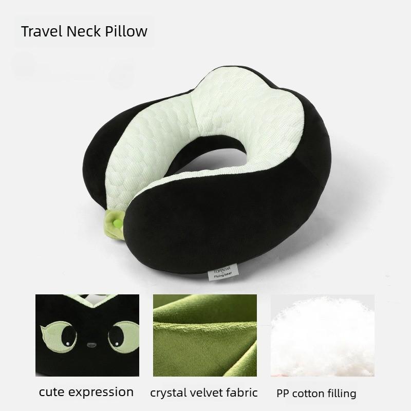 Cartoon Cat Deformable U-Shaped Neck Pillow with PP Cotton Filling for Napping Travel Cervical Neck Support Pillow