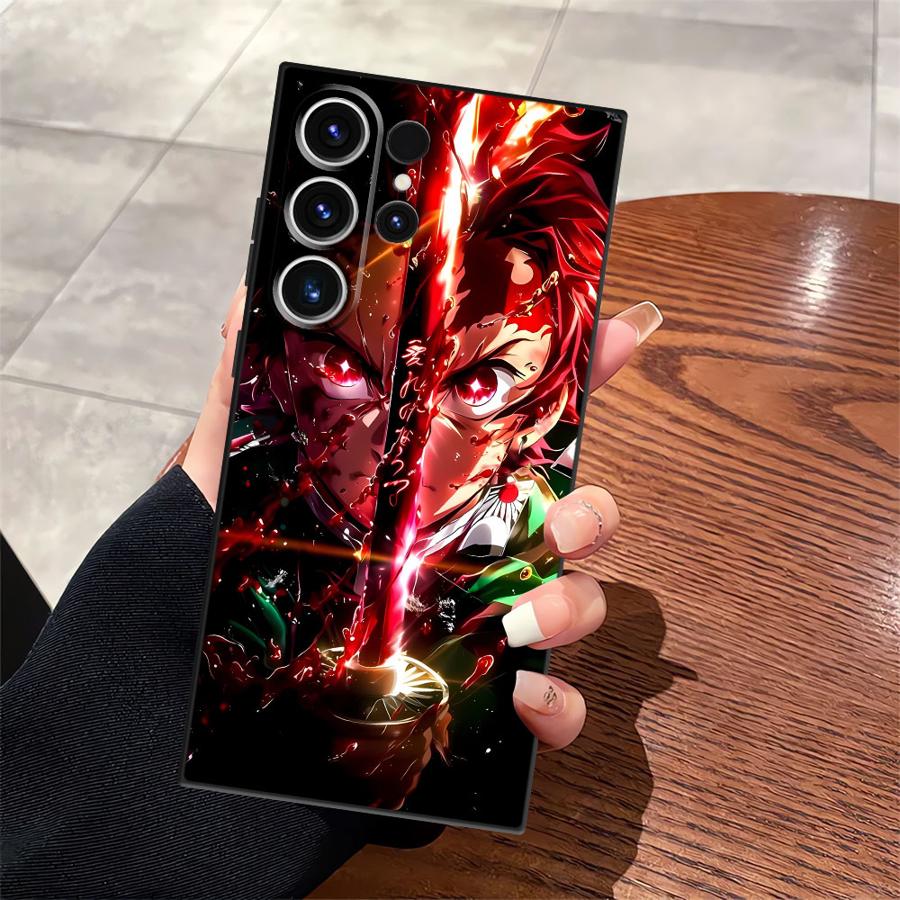Case for Samsung Galaxy S25 Edge S23 Ultra S24 Plus S21 FE S20 Black Soft Phone Cover Anime D-Demon S-Slayer