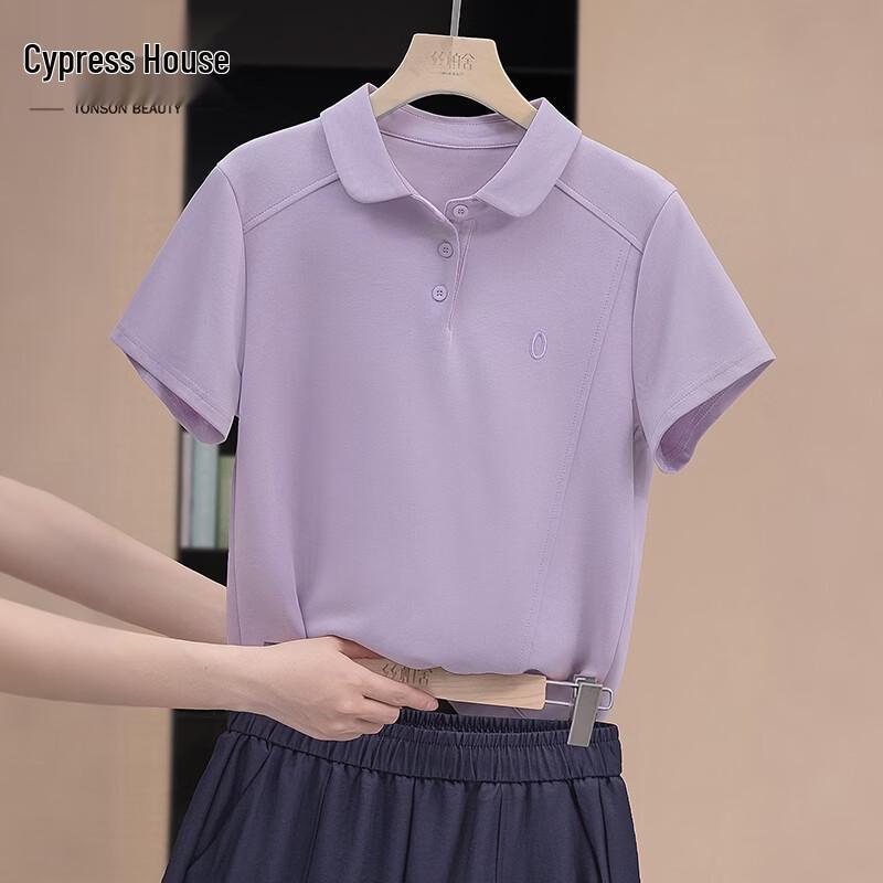Siboer Women s Lapel Short Sleeve T-Shirt L