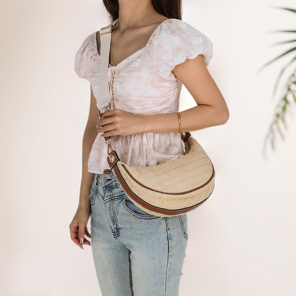 

Дизайнерская соломенная пляжная сумка, плетеная летняя сумка через плечо с регулируемым ремешком, модная сумка через плечо, дорожная сумка для отдыха для женщин хаки