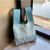 Women Girls Small Knot Wrist Bag Knitted Portable Vest Tote Bag Going Out Portable Storage Bag Large Capacity Shopping Bags