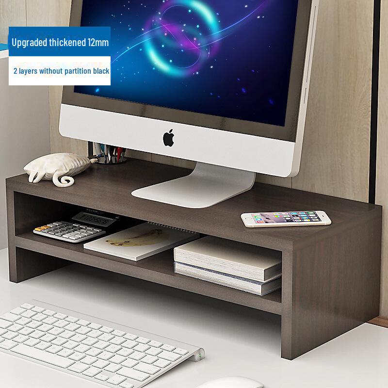 Desktop Monitor Stand with Drawer and Storage Shelf