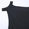 OMG Europäischer Stil Schwarzes Schnür-Bandagekleid mit Cut-out Seiten Schlitz und Neckholder.