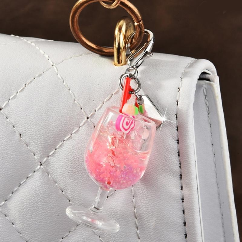 Multifunctional Small Tumbler Keychain with Fruit Charm Pendant Fashion Accessory for Bags and Keys Decoration