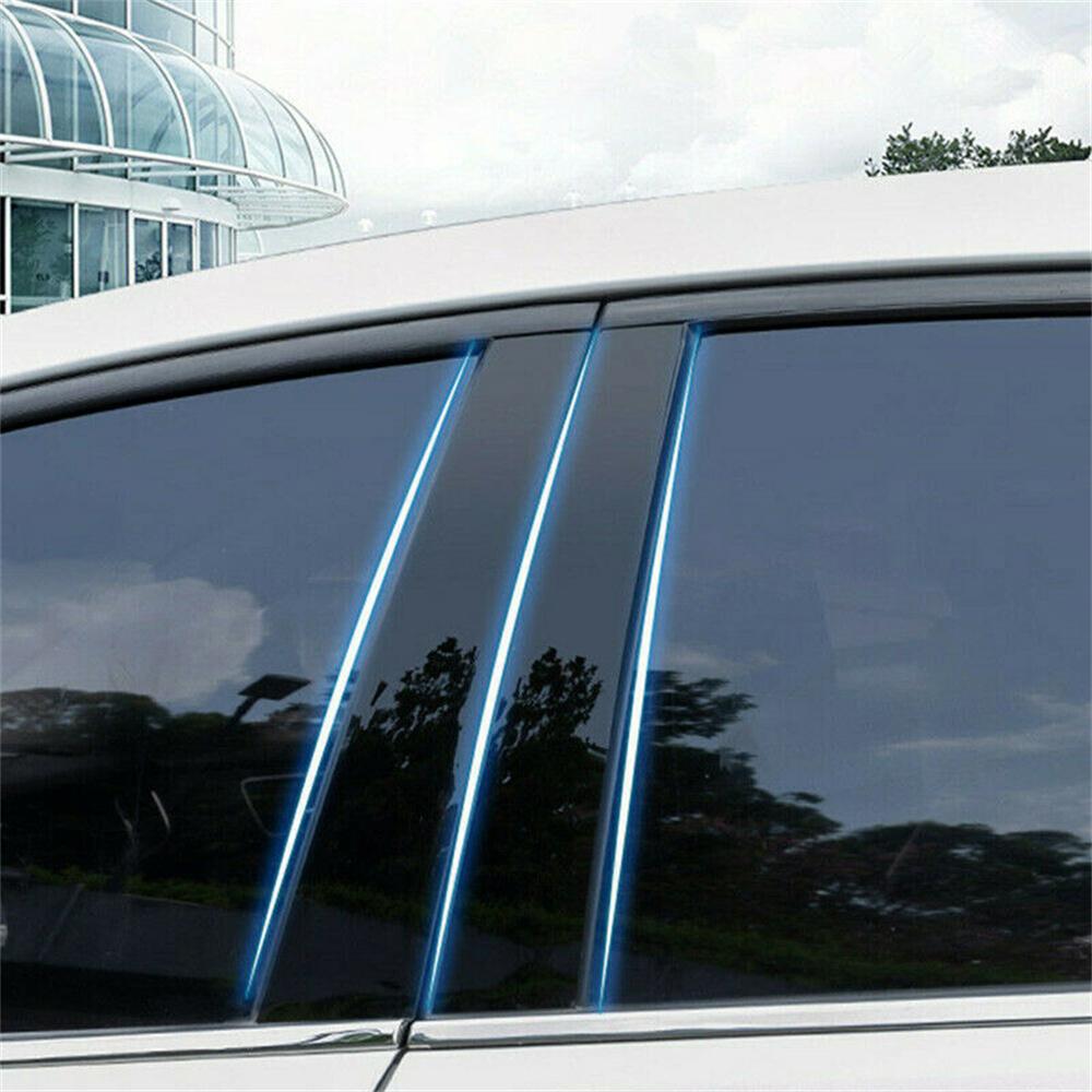 Glossy Black Door Window Pillar Post Cover Trim For Honda Fit Jazz GK5 2014-2019