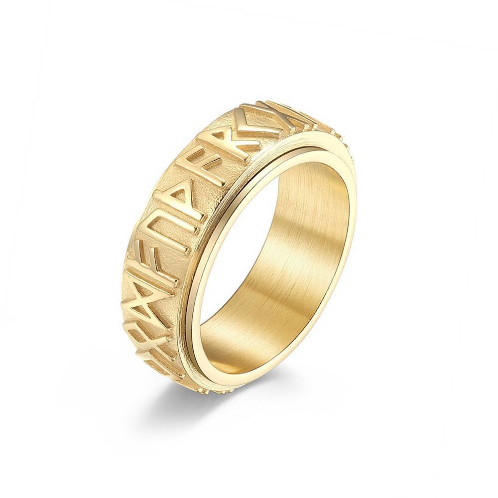 Rotatable Viking-style stainless steel ring - a vintage-style rotating accessory for hands