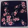 BYSIFA|Navy Blue Pink Silk Square Scarf Printed Women Brand Satin Scarves Shawls China Style Peach Blossom Design Head Scarf