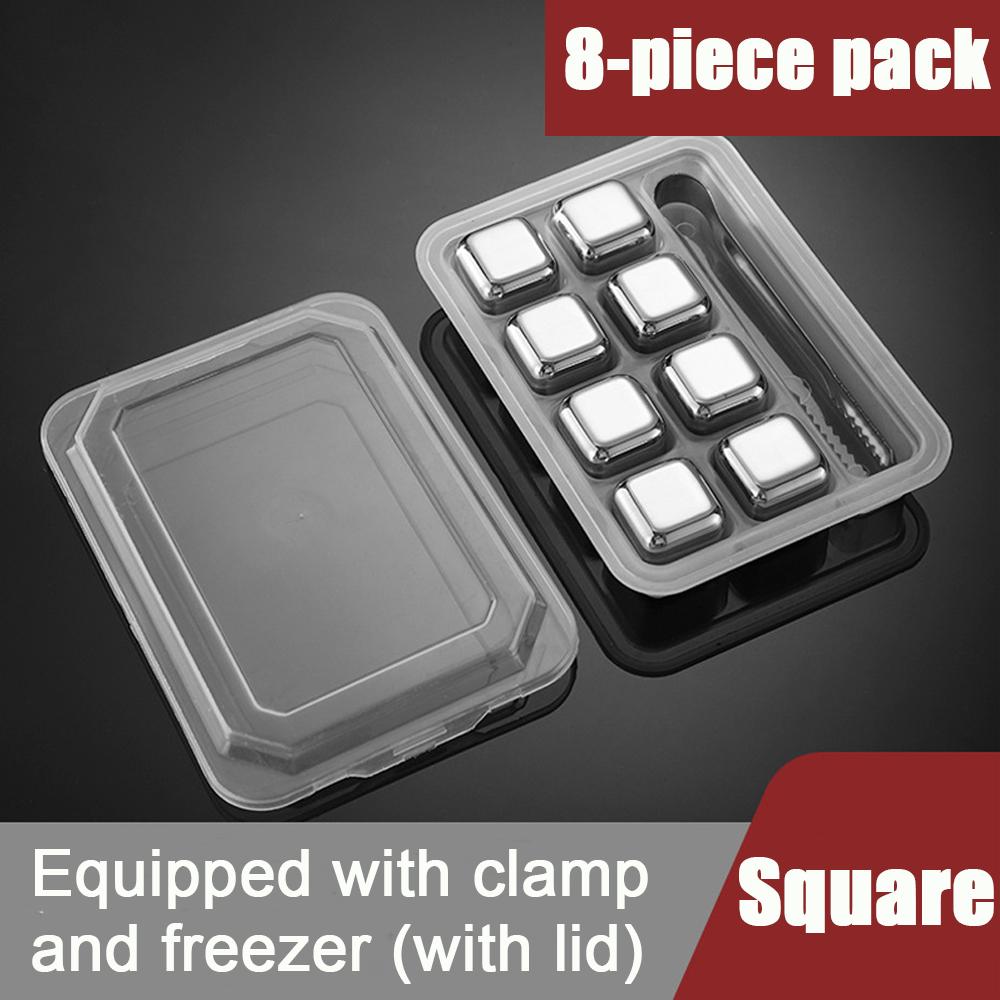 4-8pcs Stainless Steel Ice Cubes Set Reusable Whiskey Stones Ice Cubes Vodka Wine Beer Liqueurs Home Party Bar Chiller Tools