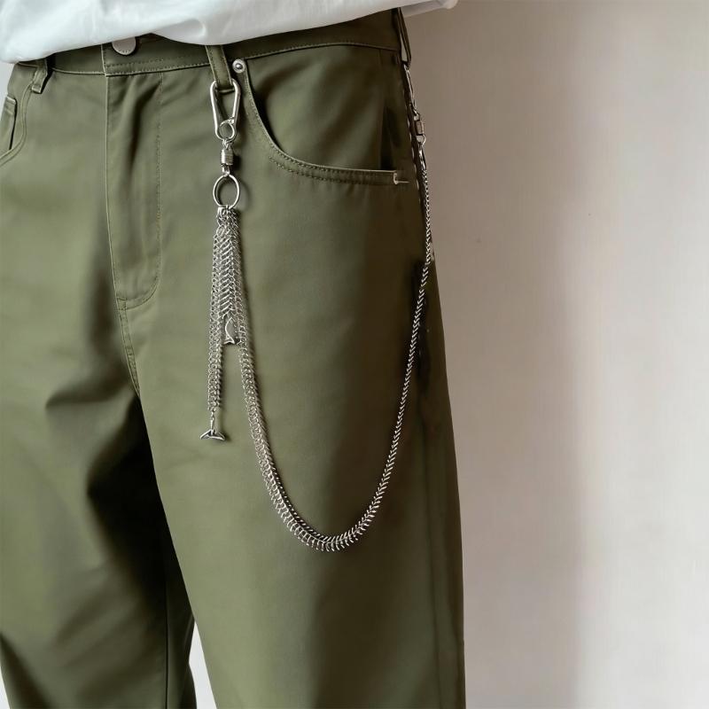 Retro Punk Style Waist Chain Fishbone Design Body Jewelry 78cm Length Metal Texture Suitable for Daily Wear and Concerts