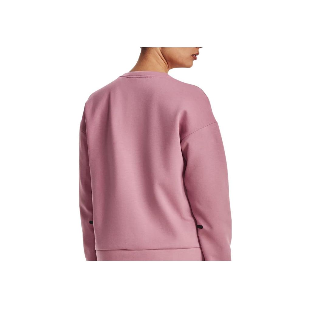 Under Armour Solid Color Loose Fit Crew Neck Long Sleeve Sweatshirt Women Tops Pink 1379835-697