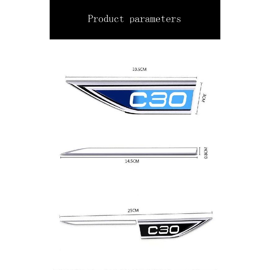 2pcs/Set For Volvo C30 car Fender Metal Sticker Exterior Decorative Decals Modification Car Emblem Accessories