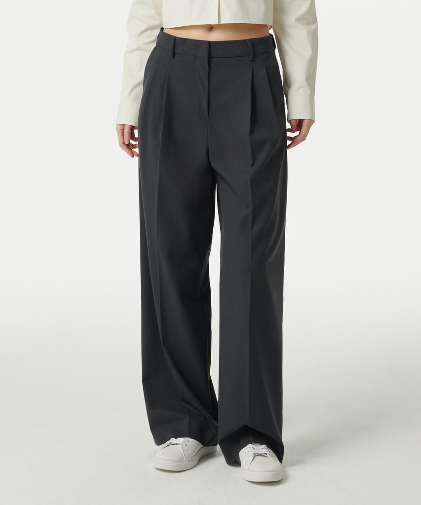 MUSINSA STANDARD WOMAN Women'S Lightweight High-Waisted Wide Hidden Banding Slacks [Gray]