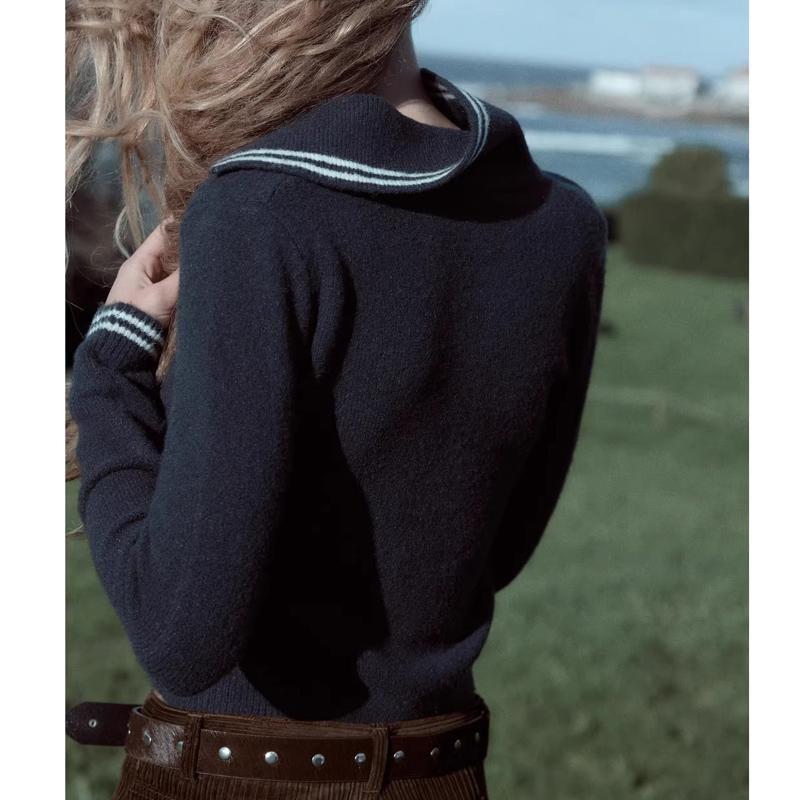 Fall and Winter New Women's Clothing Preppy Style Easiest for Match Comfortable Long Sleeve Polo Shirt Collar Knitting Sweater 3653122