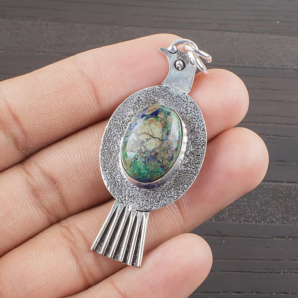 Natural Australian Azurite Gemstone 925 Sterling Silver Jewelry  Pendant 2.12  AJP-2121