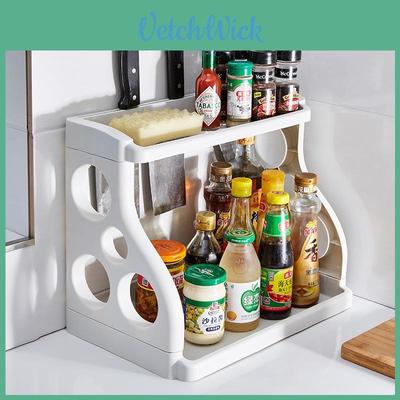 Kitchen Storage Rack With Two Layers And Pp Construction For Spice And Utensil Organization