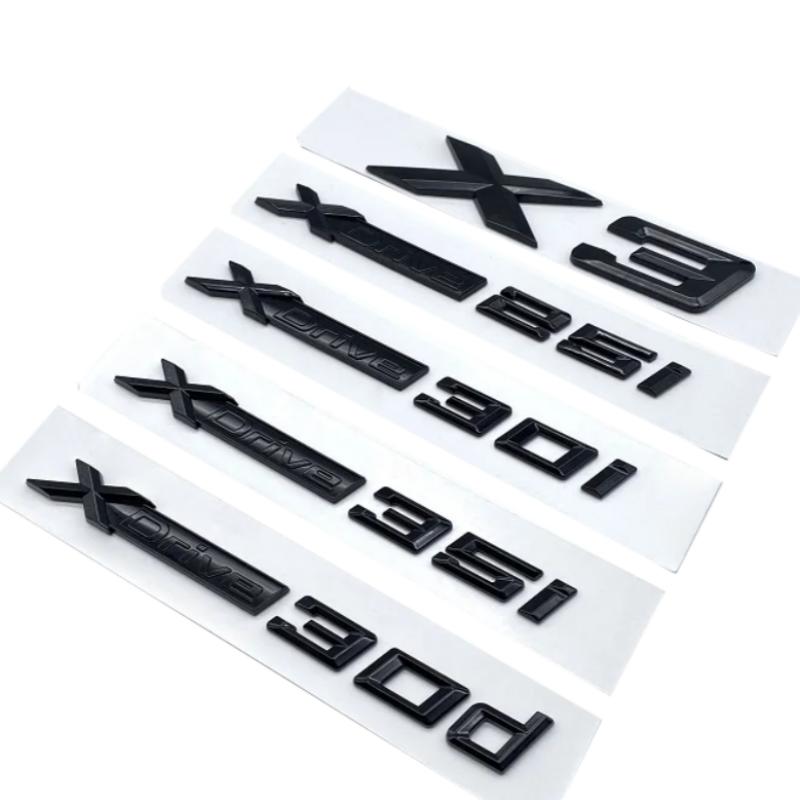ABO1 Car Emblem Sticker 3D ABS Glossy Black XDrive18i 20i 23i 25i 28i 30i 35i 40i 45i 50i 55i For BMW X1 X2 X3 X4 X5 X6 X7 GT
