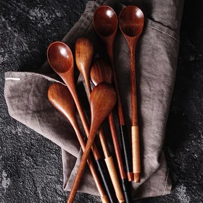10 Stück Holz-Teelöffel, klein, lang, Holz, Kaffee-Teelöffel, japanischer Stil, Honig-Dessert, Kaffee-Getränkerührer, Rührlöffel, Geschirr