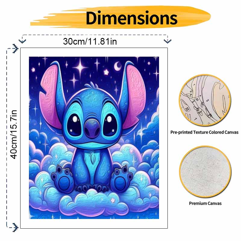 Disney Stitch Oil Paint Art Painting Kit Cute Cartoon Home Wall Decor